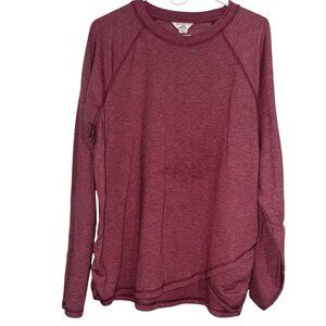 Danskin Womens Burgundy Long Sleeve Pullover Top XXL Recycled Poly/Spandex